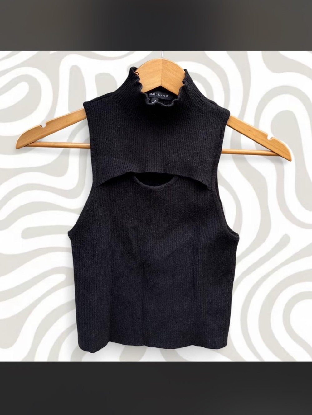 Kendall & Kylie Black Sleeveless Mock Neck Cutout Sweater